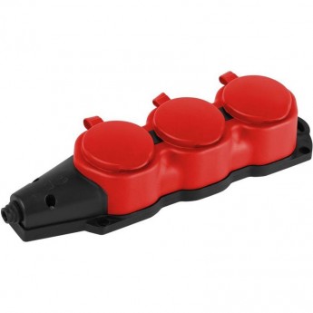 Колодка ЭРА Б0068393 KX-3e-RED-IP44 каучуковая с заземлением 3 розетки 16A IP44 красный