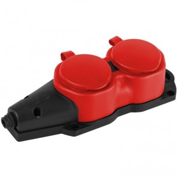Колодка ЭРА Б0068443 KX-2e-RED-IP44 каучуковая с заземлением 2 розетки 16A IP44 красный