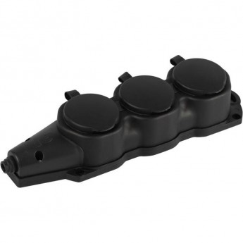Колодка ЭРА Б0068453 KX-3e-B-IP44 каучуковая с заземлением 3 розетки 16A IP44 черный