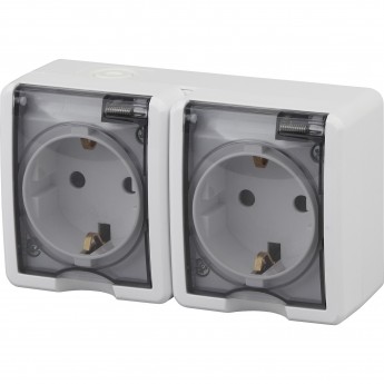 Розетка ЭРА 11-2404-01 2х2P+E IP54 шторки 16A-250В ОУ белый